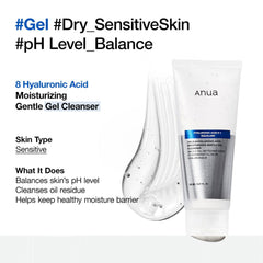 Anua 8 Hyaluronic Acid Moisturizing Gentle Gel Cleanser 150ml.