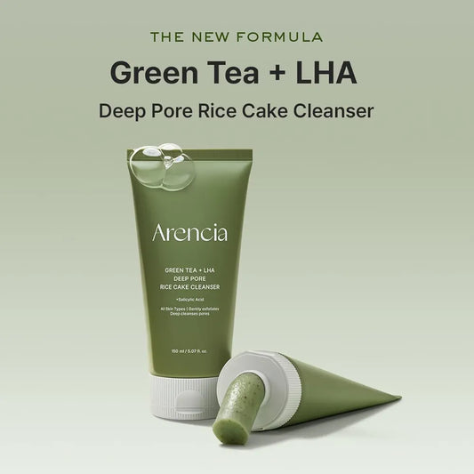 ARENCIA Salicylic Acid, Green Tea + LHA Deep Pore Rice Cake Cleanser 150ml