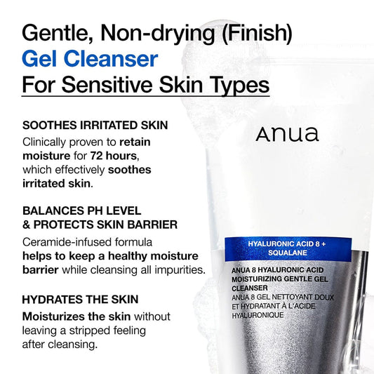 Anua 8 Hyaluronic Acid Moisturizing Gentle Gel Cleanser 150ml.